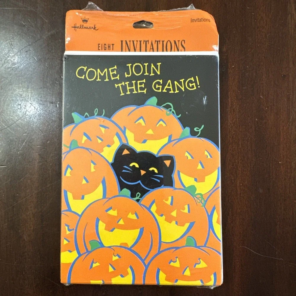 Vintage Hallmark Cards Halloween Party Pack of 8 Invitations‎ Black Cat New Kids